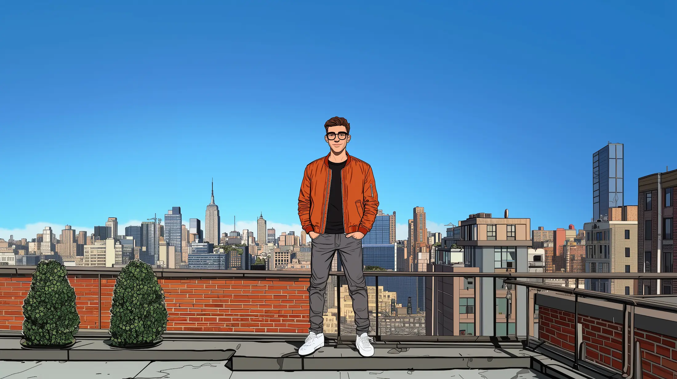 Man in urban cityscape with a Beacon Street billboard behind him